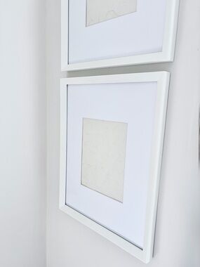 Crate&Barrel Pair of White Wood Icon Frames